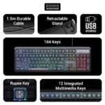 Zeb Combat Wired Keyboard and Mouse Combo - Image 6