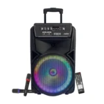 Rockstar 1112 Wireless BT Trolley Speaker 80W RMS with 12 Inch Woofer, Dual Wireless Mic, Bluetooth, USB, FM Radio