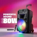 Rockstar 1112 Wireless BT Trolley Speaker 80W RMS with 12 Inch Woofer, Dual Wireless Mic, Bluetooth, USB, FM Radio - Image 2