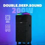 SoundMax 1002 Wireless BT Party Speaker with Dual Wireless Mic, Deep Bass, Bluetooth, USB, FM & TWS Support - Image 2