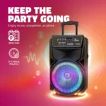 Rockstar 1112 Wireless BT Trolley Speaker 80W RMS with 12 Inch Woofer, Dual Wireless Mic, Bluetooth, USB, FM Radio - Image 4