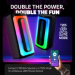 MS304 Wireless BT Party Speaker with Powerful Sound, RGB LED Lights, TWS Support & Rechargeable Battery - Image 5