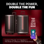 Thunder 1211 Wireless BT Trolley Speaker with 12 Inch Woofer, Bluetooth, USB, FM Radio & RGB Party Lights - Image 6