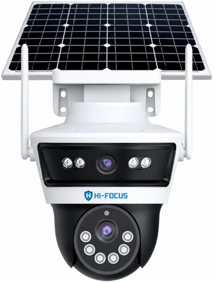 Hi-Focus HC-IPC-SDJ40N3-SLR4G 4G Solar Dual Lens PTZ CCTV Camera with Color Night Vision & Two-Way Audio