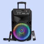 Rockstar 1112 Wireless BT Trolley Speaker 80W RMS with 12 Inch Woofer, Dual Wireless Mic, Bluetooth, USB, FM Radio