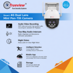 Trueview 4MP Dual Lens 4G SIM CCTV Camera 10X Zoom - Image 2