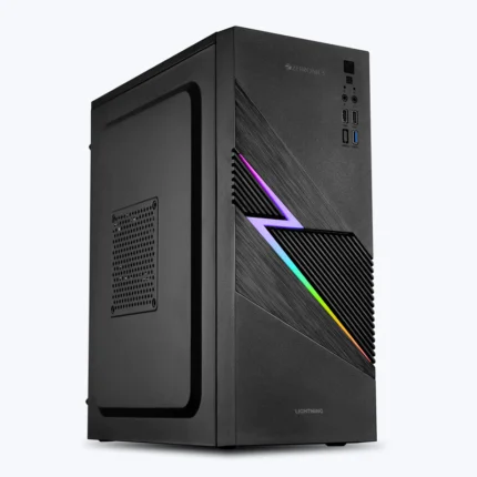 Zeb Lightning Gaming Cabinet | Premium RGB Mid Tower PC Case with Tempered Glass Side Panel