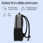 HP 320 15.6-inch Laptop Backpack 19L – Black & Gray - Image 5