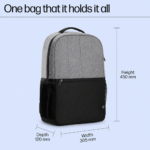 HP 320 15.6-inch Laptop Backpack 19L – Black & Gray - Image 6